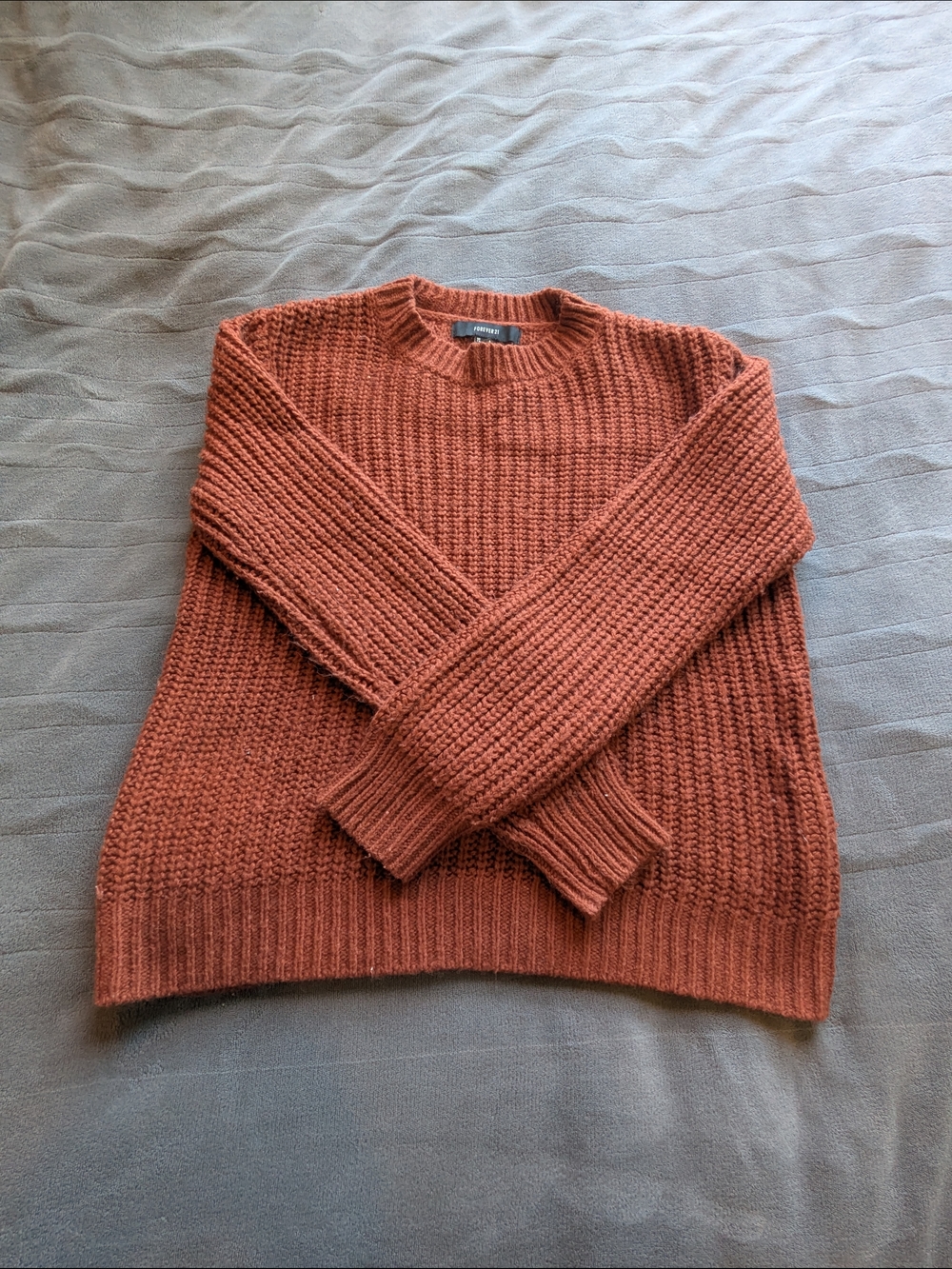 Forever 21 Women's Crewneck Sweater in Rust Orange